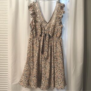 Floral Ruffle Lace Trim Dress